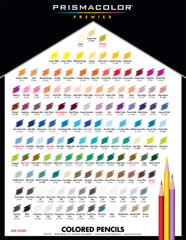 Prisma Pencils Color Chart Aspx Prismacolor Colored Pencil Color Chart
