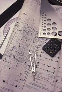 Drafting tables, measuring tools, templates and accessories.